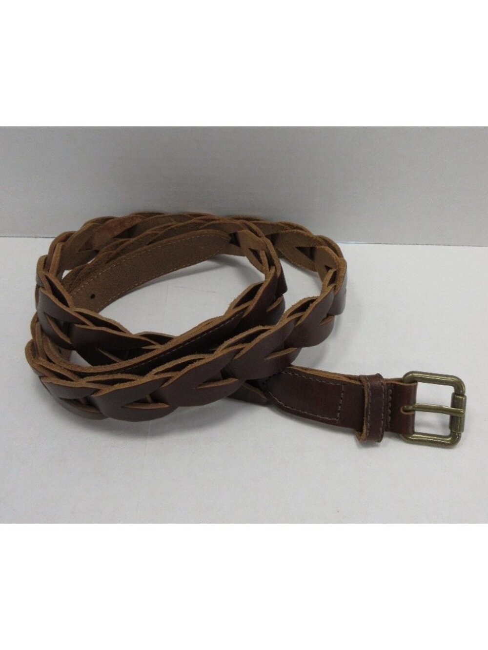 LL Bean Belt 44 Genuine Leather Braided Woven Casual Classic Brazil